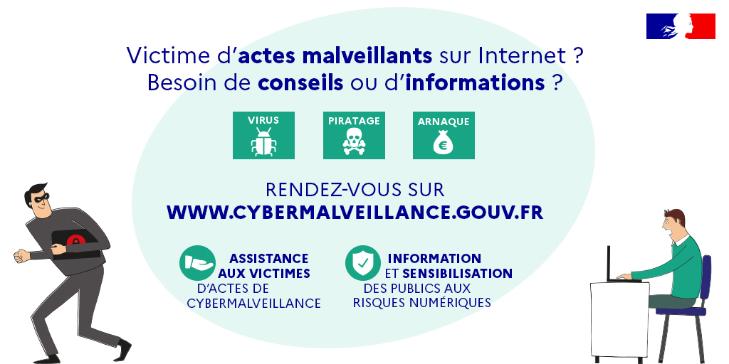 Infographie illustrant les objectifs de la plateforme cybermalveillance.gouv.fr