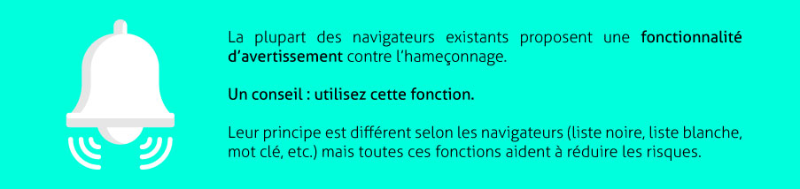 fonctionnalité d'avertissemnt contre le hameçonnage des navigateurs